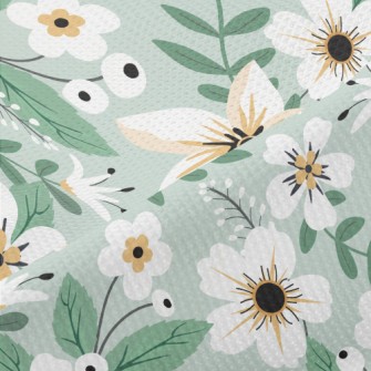 Colorful White Flowers And Gre Piqué