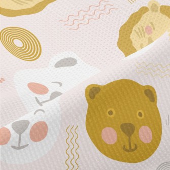 Doodle Cute Bear And Lion Piqué