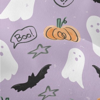 Hand Drawn Doodle Ghost And Pu Lightweight Performance Linen