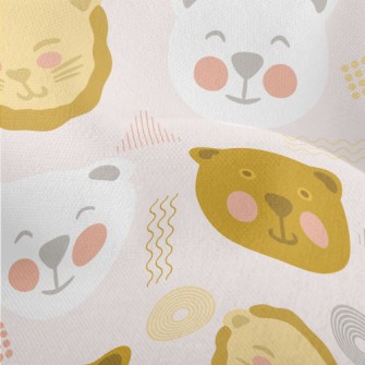 Doodle Cute Bear And Lion Lightweight Performance Linen