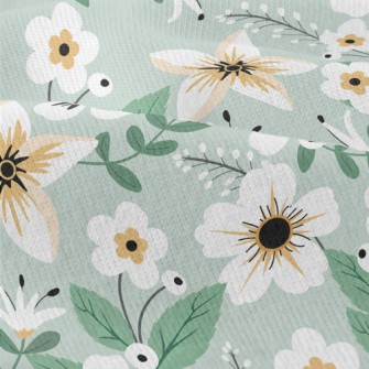 Colorful White Flowers And Gre Modern Jersey