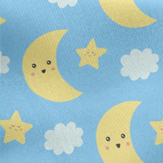Happy Moon And Stars Jersey Backed Fleece