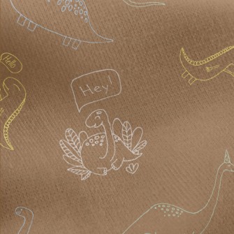 Cute Dinosaurs With Simple Lin Jersey Backed Fleece