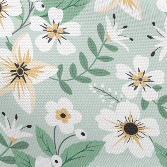 Colorful White Flowers And Gre Pongee