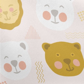 Doodle Cute Bear And Lion Pongee