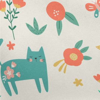 Noble And Elegant Floral Cat Pongee