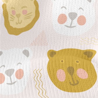 Doodle Cute Bear And Lion Stretch Jersey