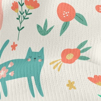 Noble And Elegant Floral Cat Stretch Jersey