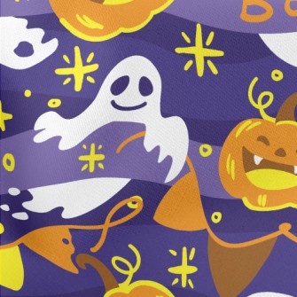 Laughing Pumpkin And Ghost Lightweight Cotton Poplin