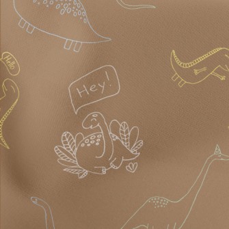 Cute Dinosaurs With Simple Lin Lightweight Cotton Poplin