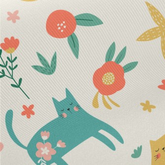 Noble And Elegant Floral Cat Midweight Cotton Poplin