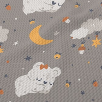Cute Little Bear Falls Asleep Birdseye Piqué