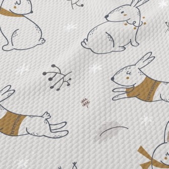 Rabbit, Squirrel And Hedgehog Birdseye Piqué
