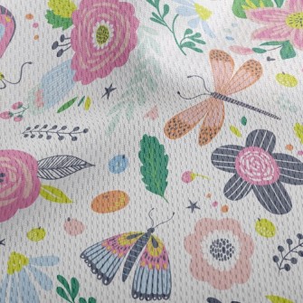 Flower World Insects Athletic Mesh Flat Back