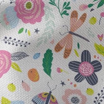 Flower World Insects Waterproof Canvas