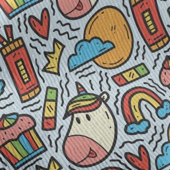 Cartoon Playful Unicorn Standard Corduroy