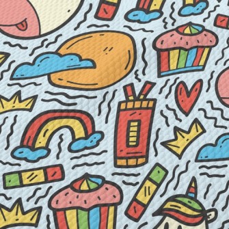 Cartoon Playful Unicorn Birdseye Piqué