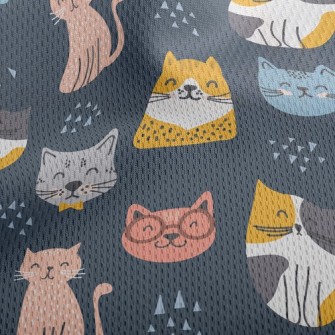 Smiling Faces Greeting Cats Athletic Mesh Flat Back