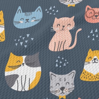 Smiling Faces Greeting Cats Birdseye Piqué
