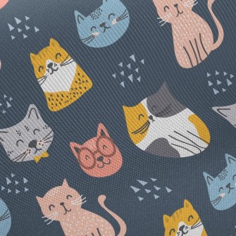 Smiling Faces Greeting Cats Twill