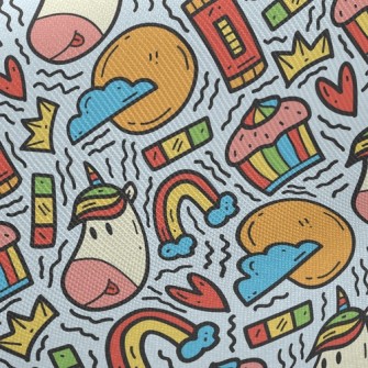 Cartoon Playful Unicorn Twill
