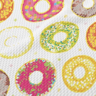 Brightly Frosted Donuts Birdseye Piqué