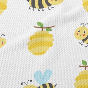 Honeycomb And Little Bees Birdseye Piqué