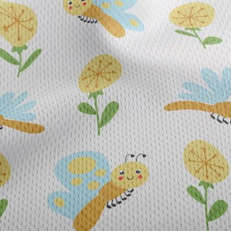 Cartoon Dragonfly Butterfly Athletic Mesh Flat Back