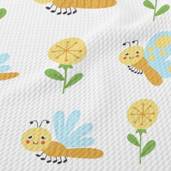 Cartoon Dragonfly Butterfly Birdseye Piqué