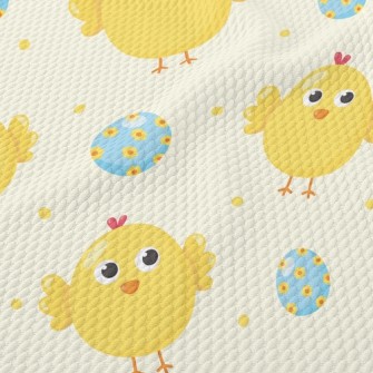 Cute Chicks And Eggs Birdseye Piqué