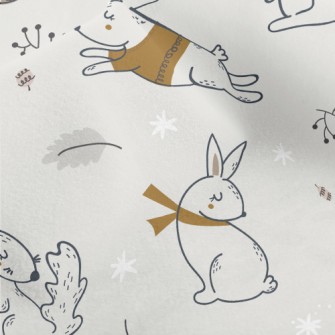 Rabbit, Squirrel And Hedgehog Micro Fleece