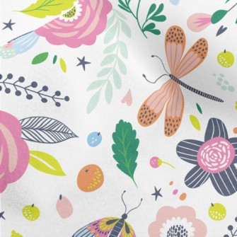 Flower World Insects Micro Fleece