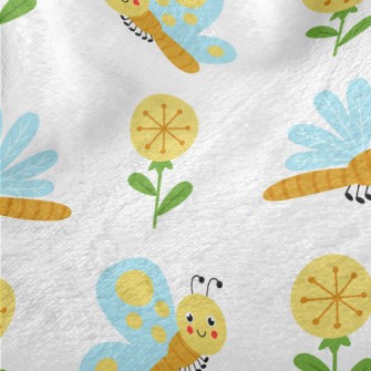 Cartoon Dragonfly Butterfly Minky