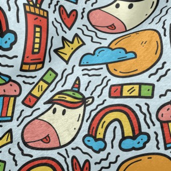 Cartoon Playful Unicorn Minky