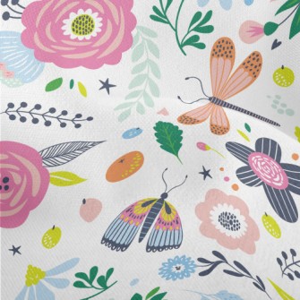 Flower World Insects Lightweight Performance Linen