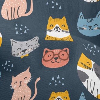 Smiling Faces Greeting Cats Lightweight Performance Linen