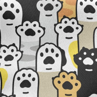 Cute Cat Paw Raising Hands Jersey Backed Fleece