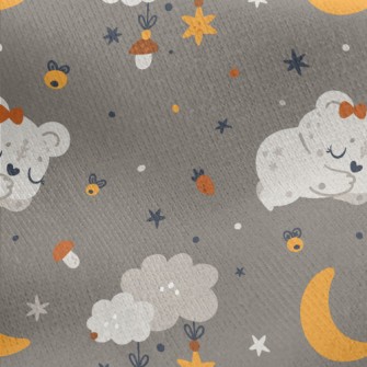 Cute Little Bear Falls Asleep Jersey Backed Fleece