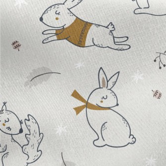 Rabbit, Squirrel And Hedgehog Jersey Backed Fleece