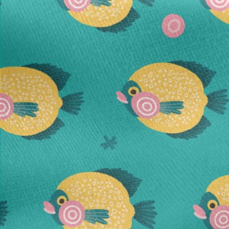 Bright Deep Sea Fish Jersey Backed Fleece