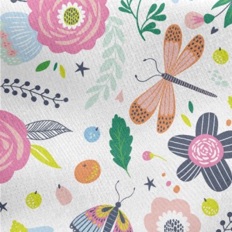Flower World Insects Jersey Backed Fleece