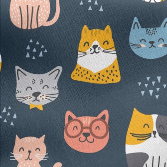 Smiling Faces Greeting Cats Jersey Backed Fleece