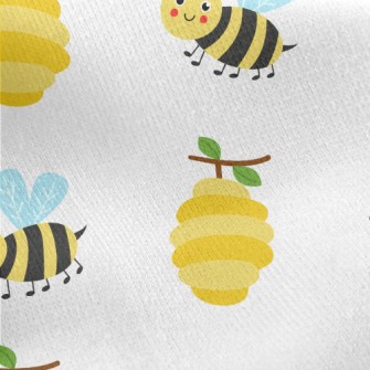 Honeycomb And Little Bees Jersey Backed Fleece