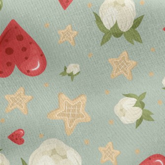 Love Flowers Stars Jersey Backed Fleece