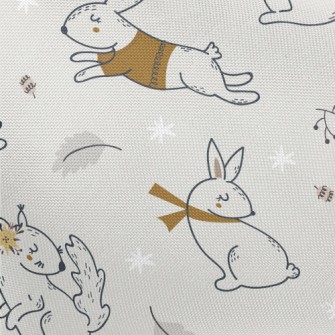 Rabbit, Squirrel And Hedgehog Pongee
