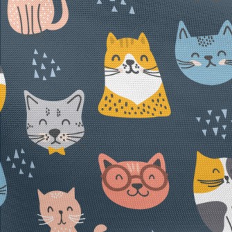 Smiling Faces Greeting Cats Pongee