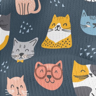 Smiling Faces Greeting Cats Stretch Jersey