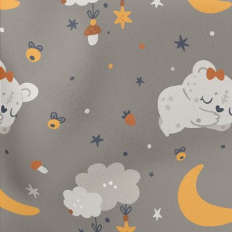 Cute Little Bear Falls Asleep Lightweight Cotton Poplin