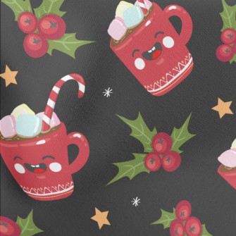 Smiling Marshmallow Cocoa Lightweight Cotton Poplin