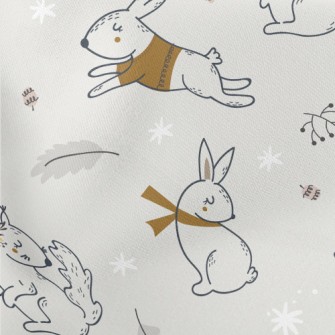 Rabbit, Squirrel And Hedgehog Lightweight Cotton Poplin